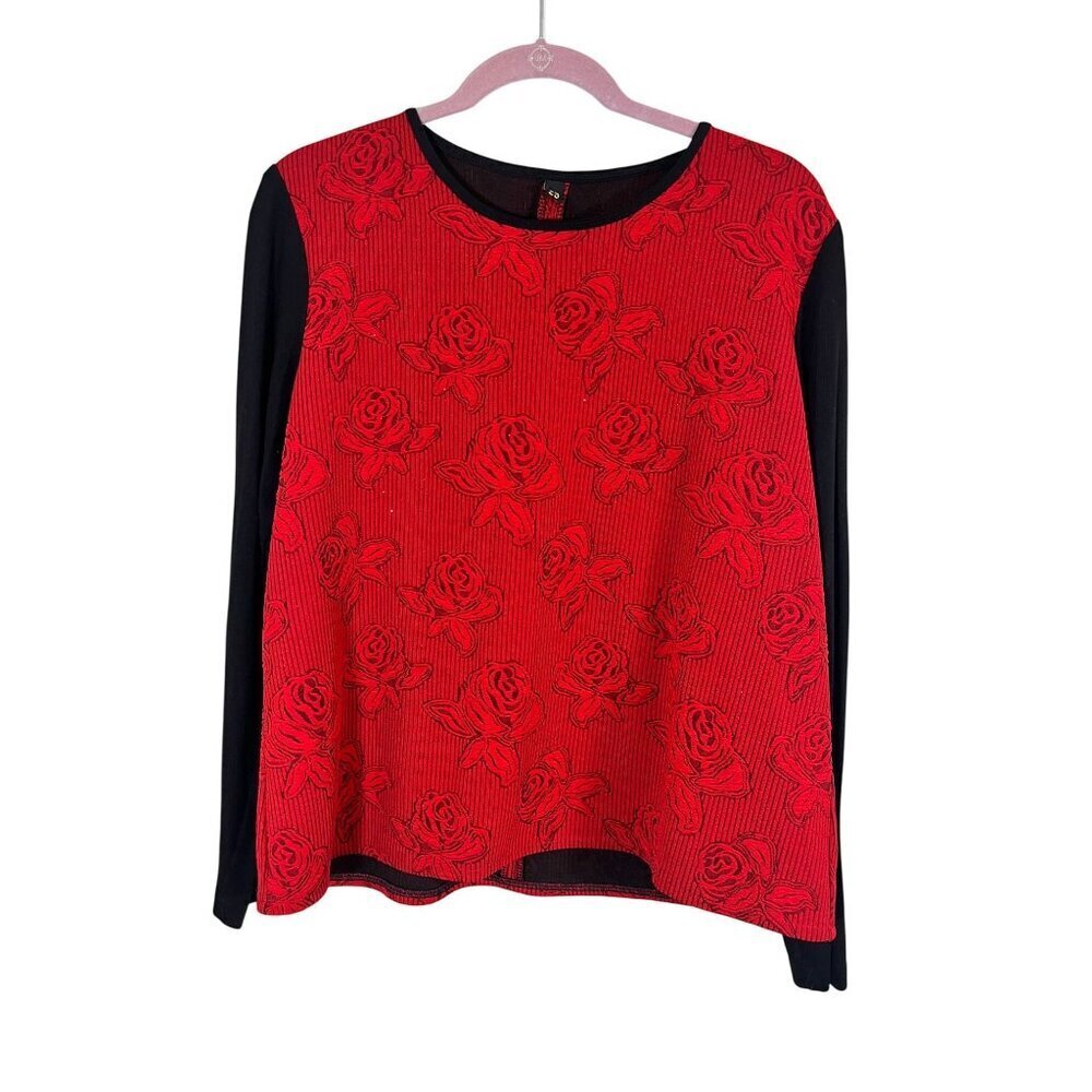 Retro Floral Striped Crop Top 29 Red Metallic Vampire Whimsical Witchy Chic 80s